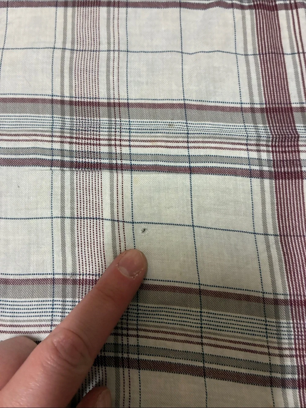 Christian Dior Plaid Cotton Bandana Scarf - White with Burgundy & Blue